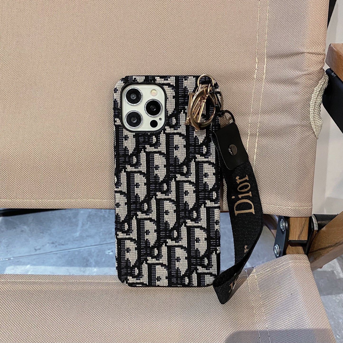 CD iPhone Case With Strap Black-GS240315 - Iphonecasehouse