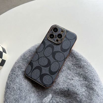 Coach iPhone Case Leather Black -QBK240513 - Iphonecasehouse