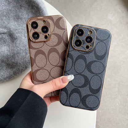 Coach iPhone Case Leather Light Brow -QBK240513 - Iphonecasehouse