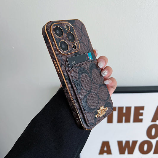 Coach iPhone Case With Card Holder Brown -KB241651 - Iphonecasehouse
