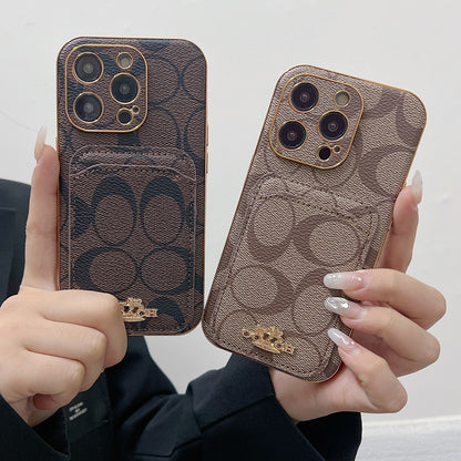 Coach iPhone Case With Card Holder Coffee -KB241651 - Iphonecasehouse