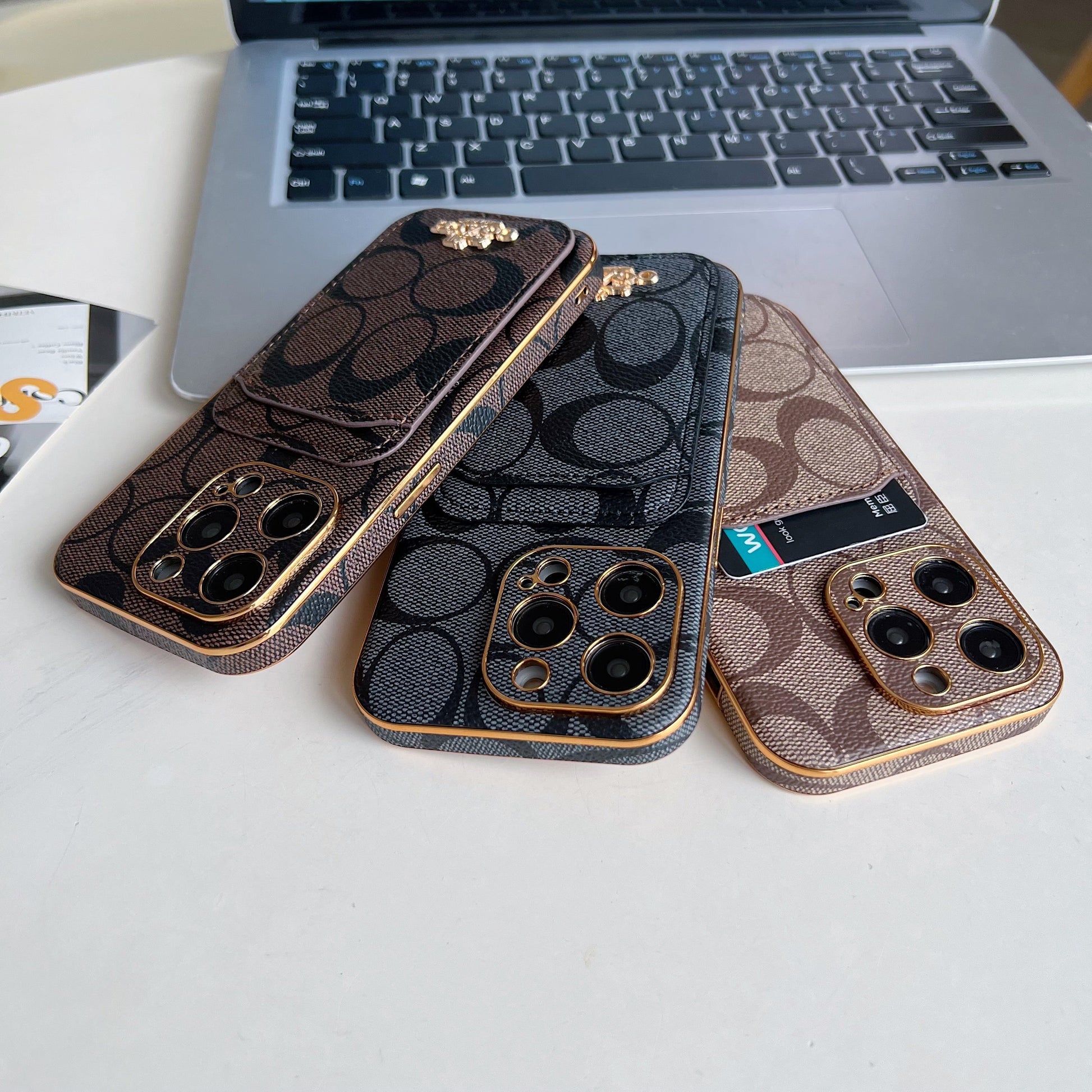 Coach iPhone Case With Card Holder Coffee -KB241651 - Iphonecasehouse
