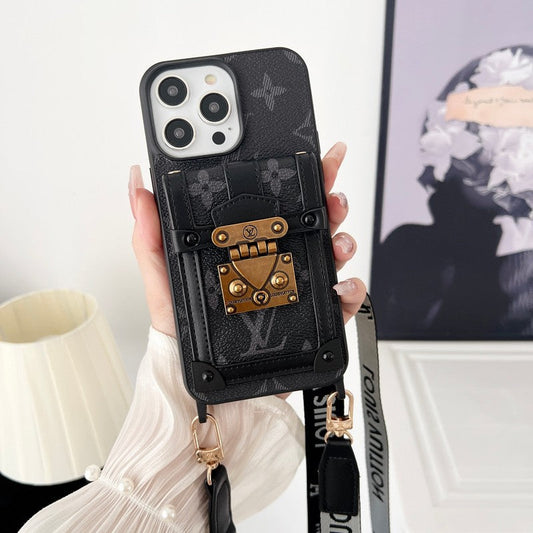 Lou Black & White Crossbody Chain iPhone Case - Iphonecasehouse