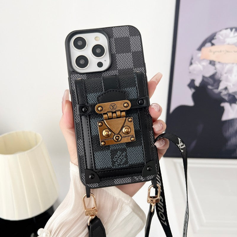 Lou Black & White Crossbody Chain iPhone Case - Iphonecasehouse