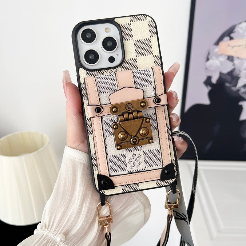 Lou Black & White Crossbody Chain iPhone Case - Iphonecasehouse