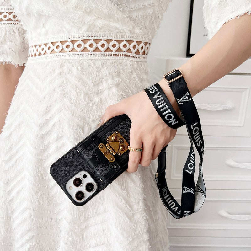 Lou Black & White Crossbody Chain iPhone Case - Iphonecasehouse
