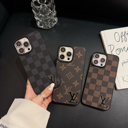 Lou Black Logo Leather iPhone Case - Iphonecasehouse