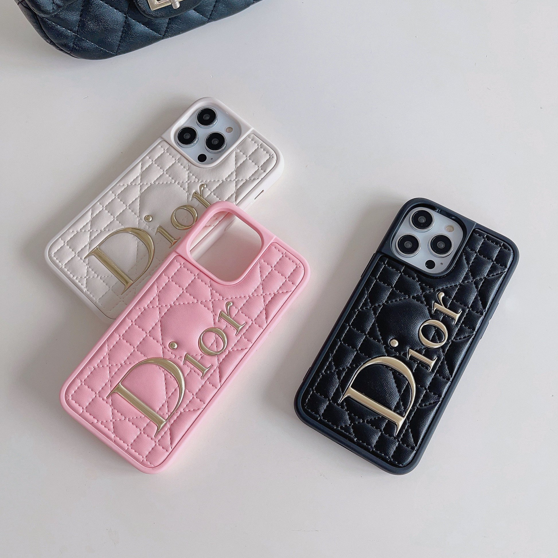 CD Gold Logo Leather iPhone Case - Iphonecasehouse