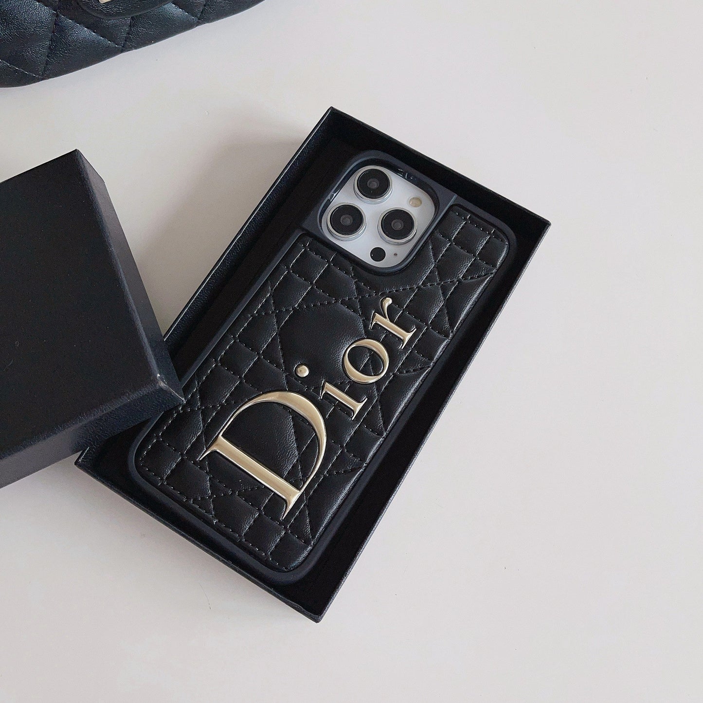 CD Gold Logo Leather iPhone Case - Iphonecasehouse