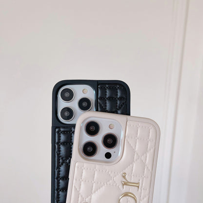CD Gold Logo Leather iPhone Case - Iphonecasehouse