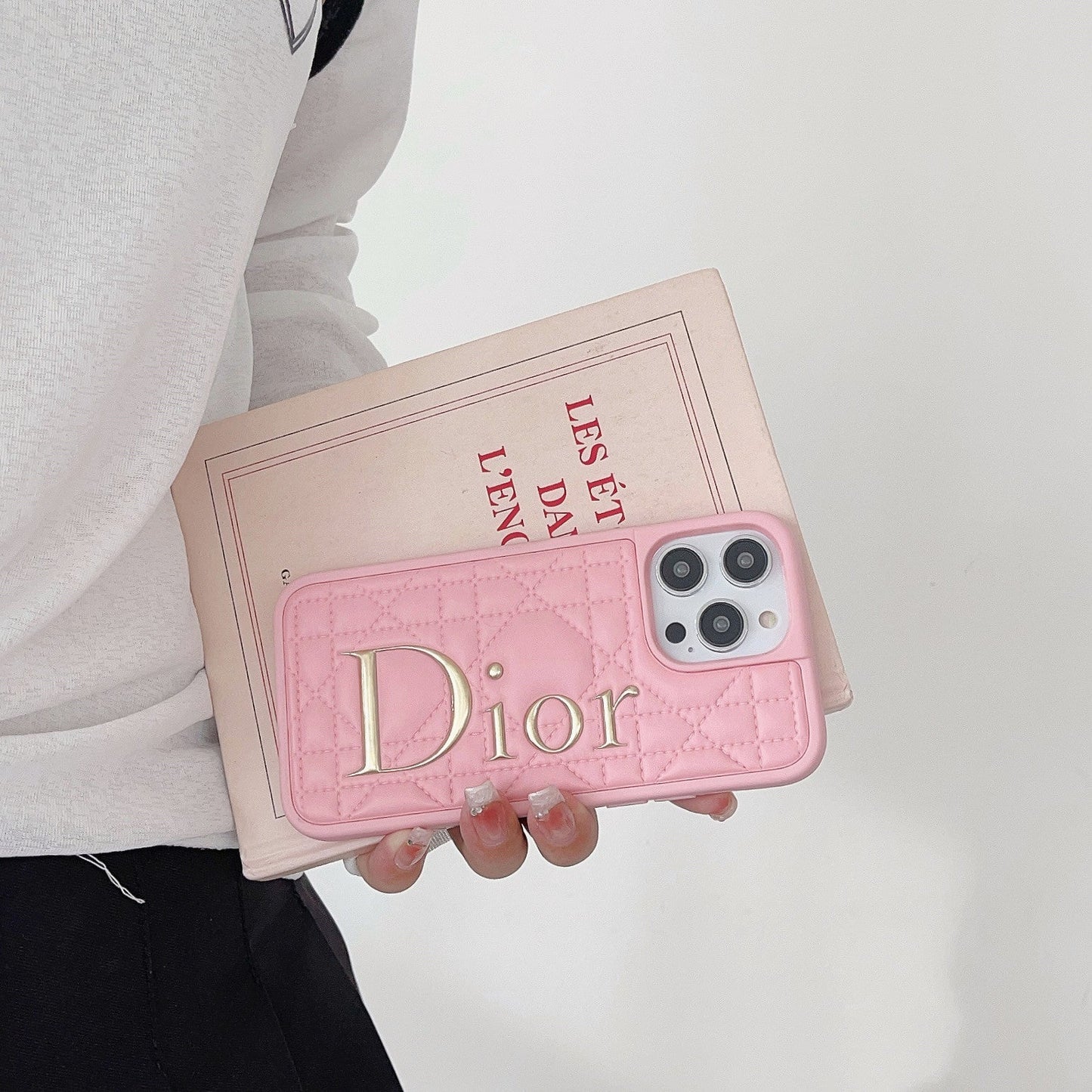 CD Gold Logo Leather iPhone Case - Iphonecasehouse