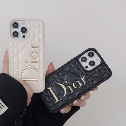 CD Gold Logo Leather iPhone Case - Iphonecasehouse