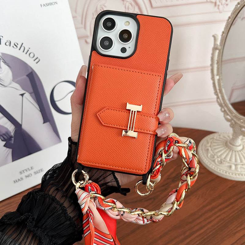 H Card Bag Scarves Leather iPhone Case - Iphonecasehouse