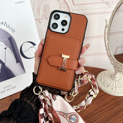 H Card Bag Scarves Leather iPhone Case - Iphonecasehouse