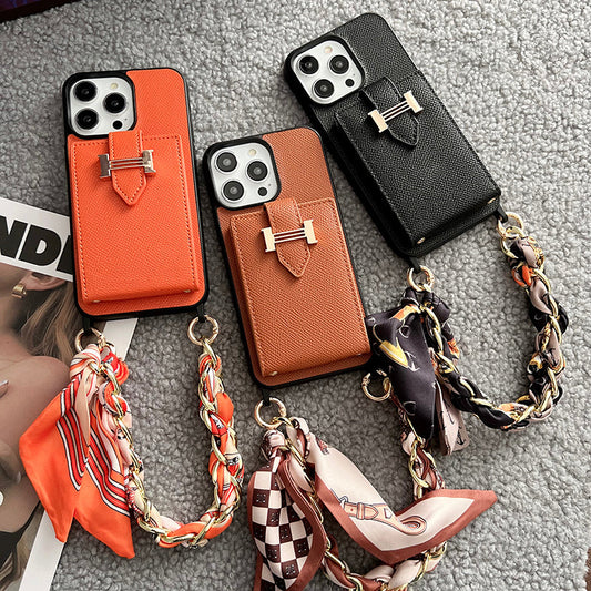 H Card Bag Scarves Leather iPhone Case - Iphonecasehouse