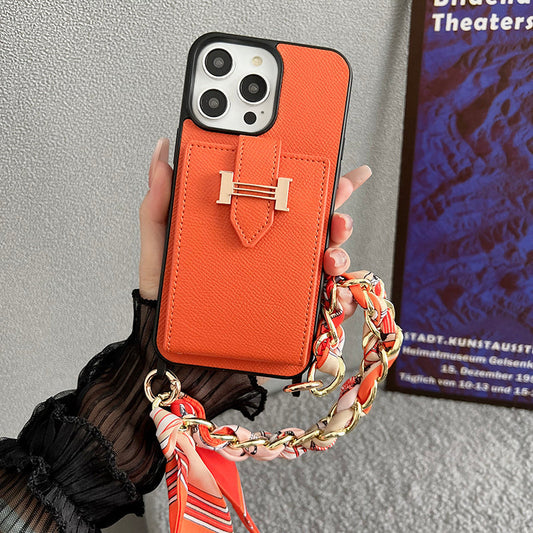 H Card Bag Scarves Leather iPhone Case - Iphonecasehouse