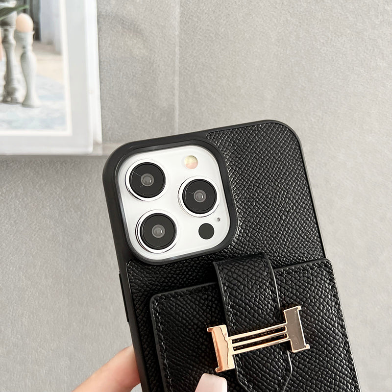 H Card Bag Scarves Leather iPhone Case - Iphonecasehouse