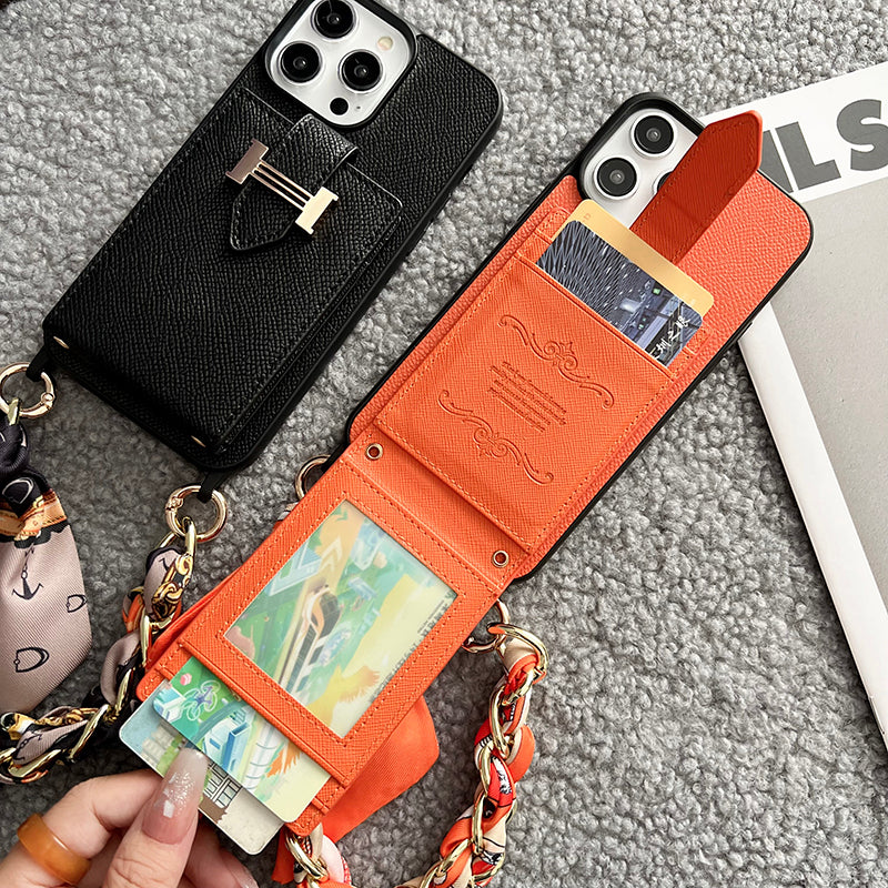 H Card Bag Scarves Leather iPhone Case - Iphonecasehouse