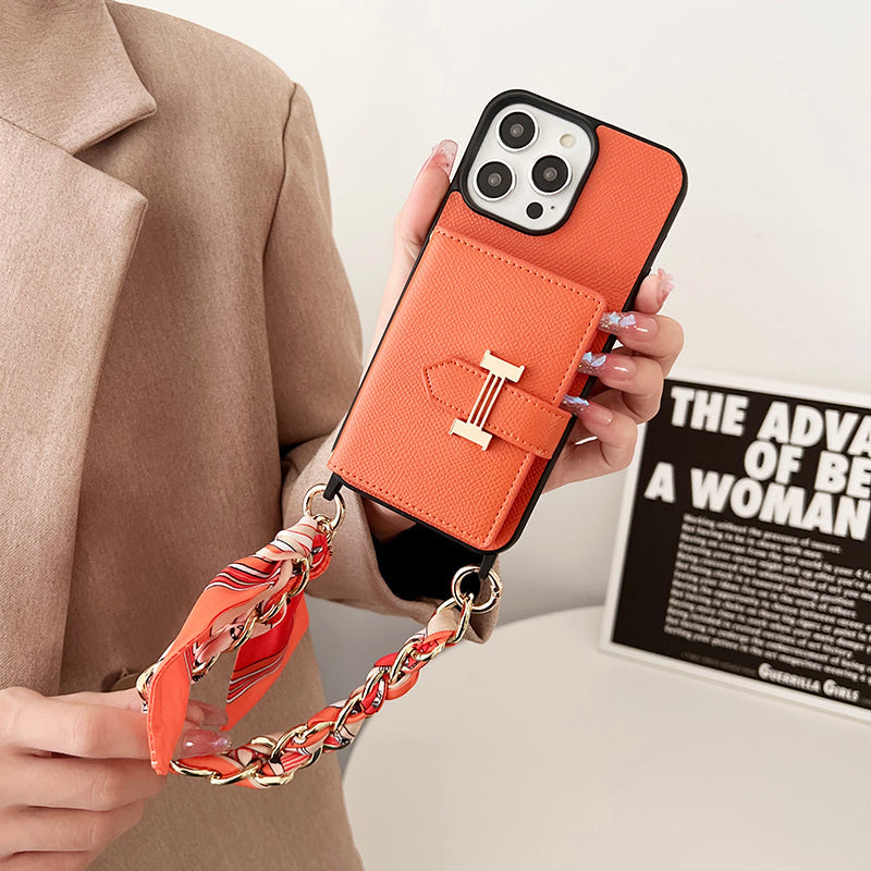 H Card Bag Scarves Leather iPhone Case - Iphonecasehouse
