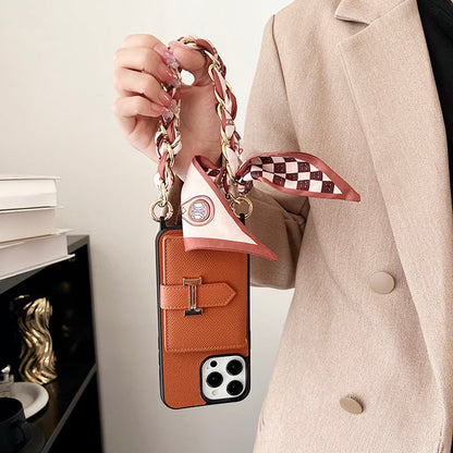 H Card Bag Scarves Leather iPhone Case - Iphonecasehouse