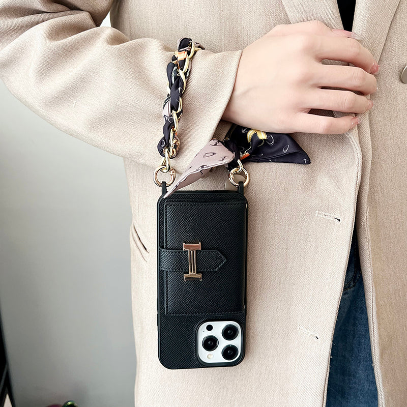 H Card Bag Scarves Leather iPhone Case - Iphonecasehouse