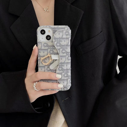 CD Black & Grey Fabric iPhone Case - Iphonecasehouse