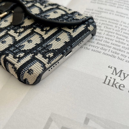 CD Black & Grey Fabric iPhone Case - Iphonecasehouse