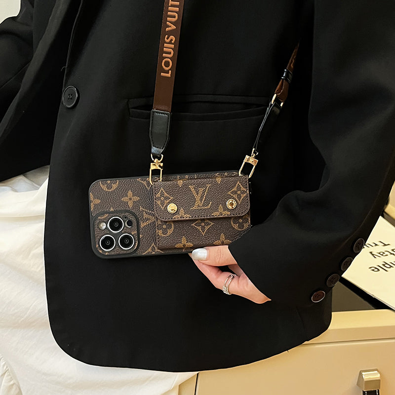 Lou Card Bag Chain Brown iPhone Case - Iphonecasehouse