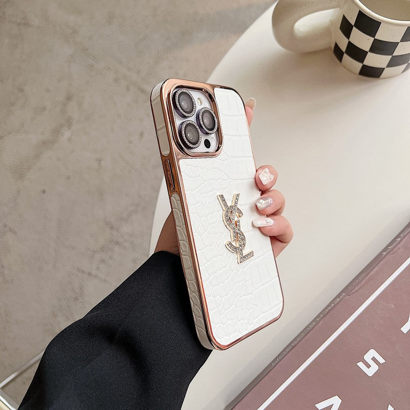 Saint Color Leather Rose Gold iPhone Case - Iphonecasehouse