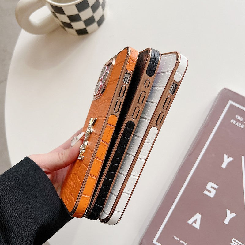 Saint Color Leather Rose Gold iPhone Case - Iphonecasehouse