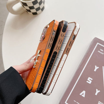 Saint Color Leather Rose Gold iPhone Case - Iphonecasehouse