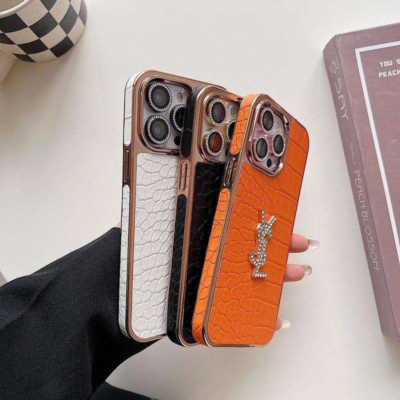Saint Color Leather Rose Gold iPhone Case - Iphonecasehouse