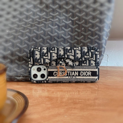 CD Black & Grey Fabric Card Bag iPhone Case - Iphonecasehouse