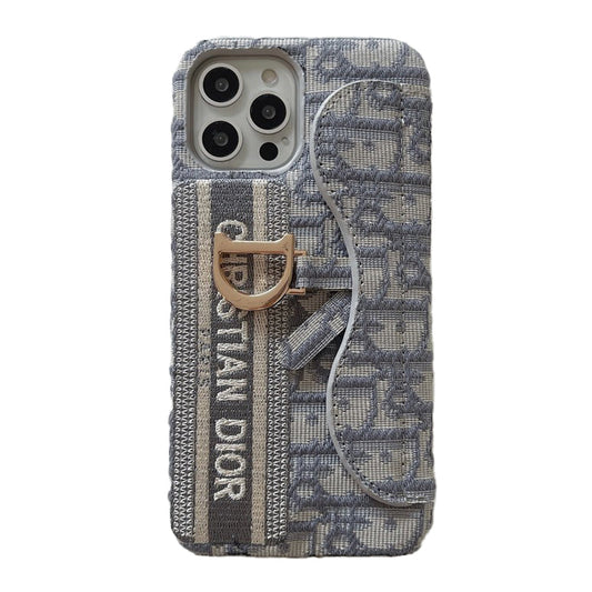 CD Black & Grey Fabric Card Bag iPhone Case - Iphonecasehouse