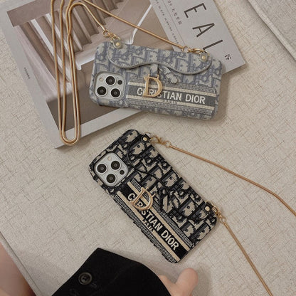 CD Black & Grey Fabric Card Bag Crossbody iPhone Case - Iphonecasehouse