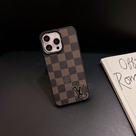 Lou Black Logo Leather iPhone Case - Iphonecasehouse