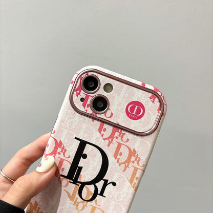 CD White & Brown Color Leather iPhone Case - Iphonecasehouse