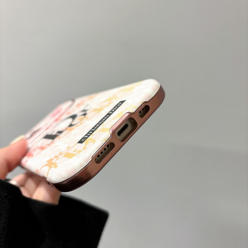 CD White & Brown Color Leather iPhone Case - Iphonecasehouse