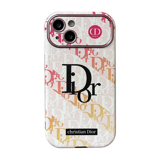 CD White & Brown Color Leather iPhone Case - Iphonecasehouse