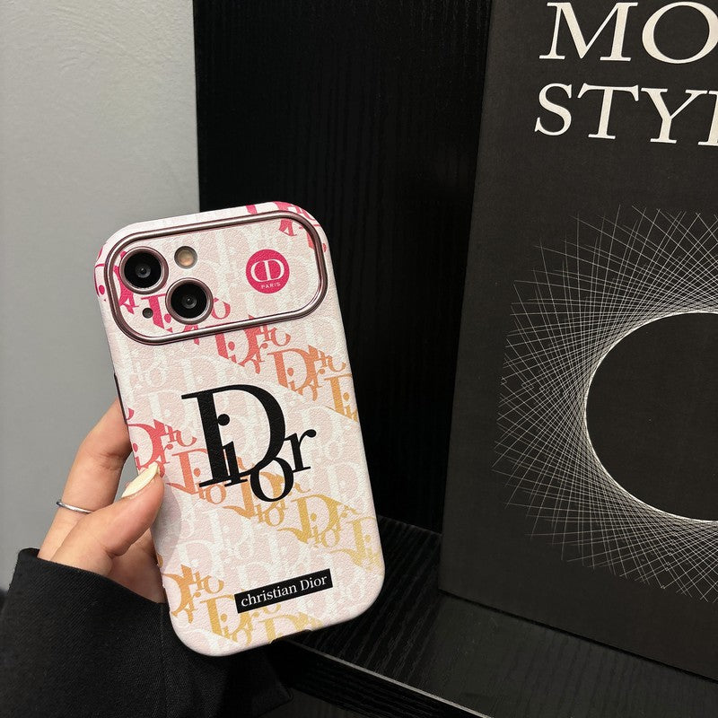 CD White & Brown Color Leather iPhone Case - Iphonecasehouse