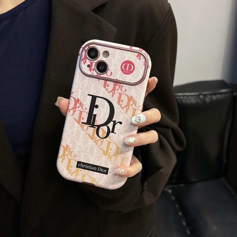 CD White & Brown Color Leather iPhone Case - Iphonecasehouse