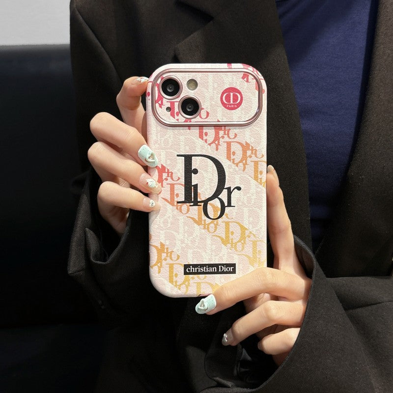 CD White & Brown Color Leather iPhone Case - Iphonecasehouse
