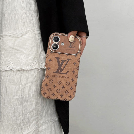 Lou Brown & Black Color Leather iPhone Case - Iphonecasehouse
