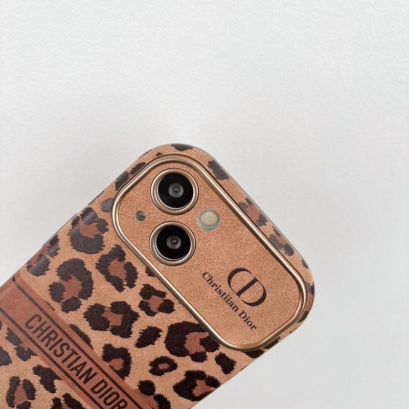 CD Brown Color Leather iPhone Case - Iphonecasehouse