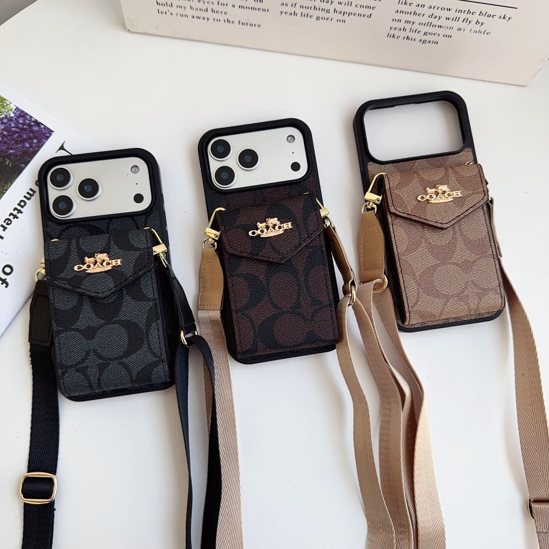COAC/H Advanced leather iPhone Case With Card Wallet And Strap