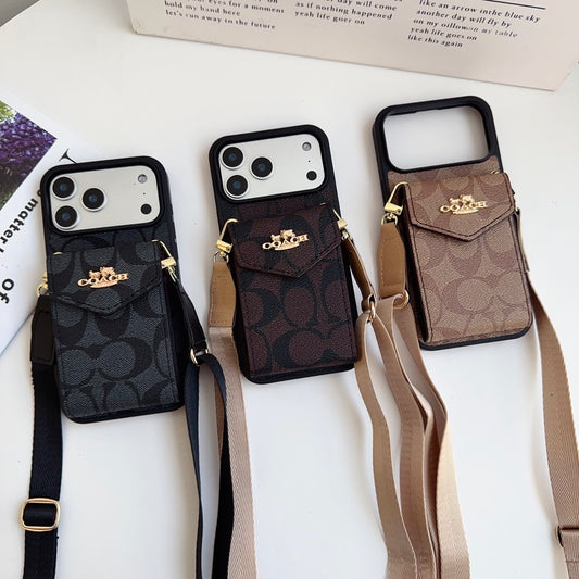 COAC/H Advanced leather iPhone Case With Card Wallet And Strap