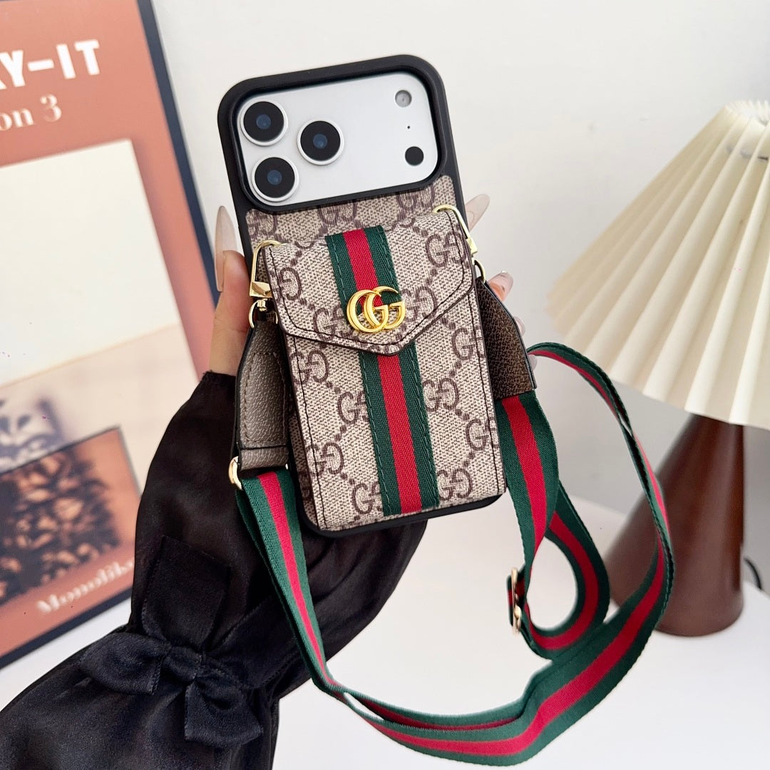 Iphone 17 Pro/Max/Air Advanced leather iPhone Case With Card Wallet And Strap