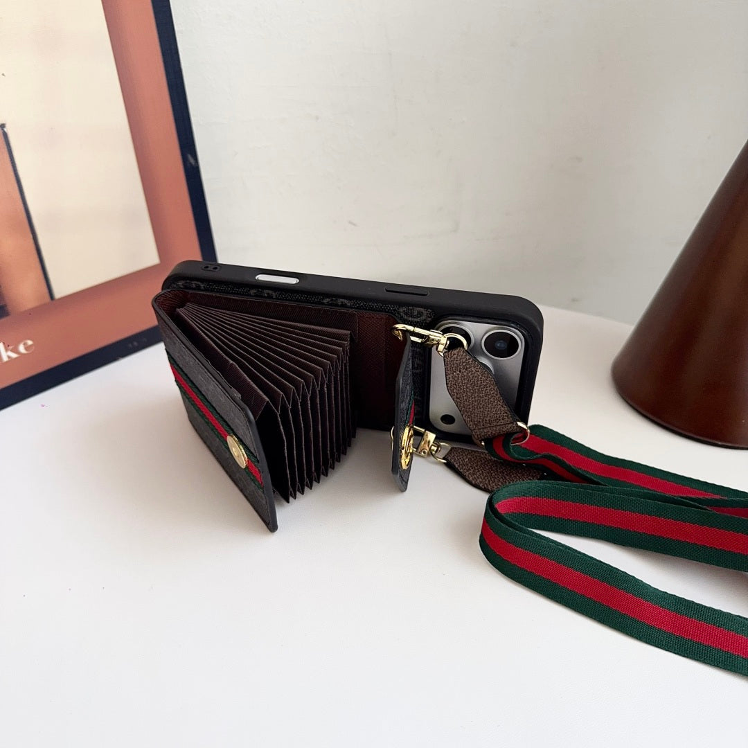 Iphone 17 Pro/Max/Air Advanced leather iPhone Case With Card Wallet And Strap