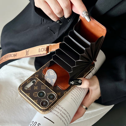 Advanced leather iPhone Case Luxury With Card Wallet And Strap