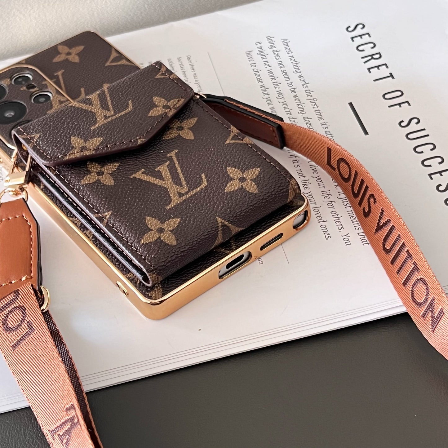 Advanced leather Samsung Case Luxury With Card Wallet And Strap